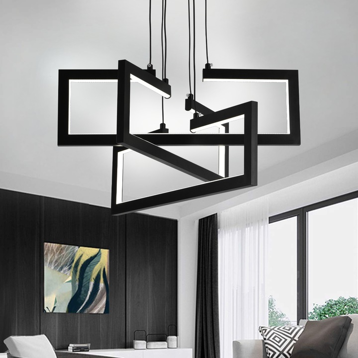 LED полилей Alessandro, 73W, 3 рамена, черен, регулируем размер