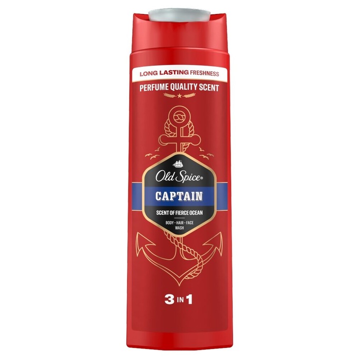 Old Spice Captain 3 az 1-ben tusfürdő, 400 ml, illatosított, friss, férfiaknak
