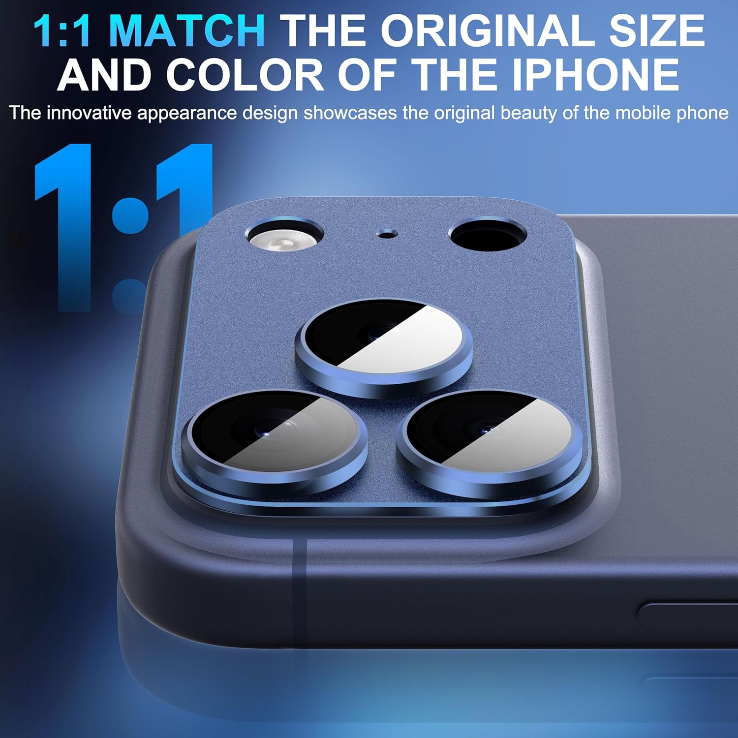 Protectie lentila camera spate, aliaj de aluminiu/sticla temperata, albastru, compatibil cu iPhone 17 Pro