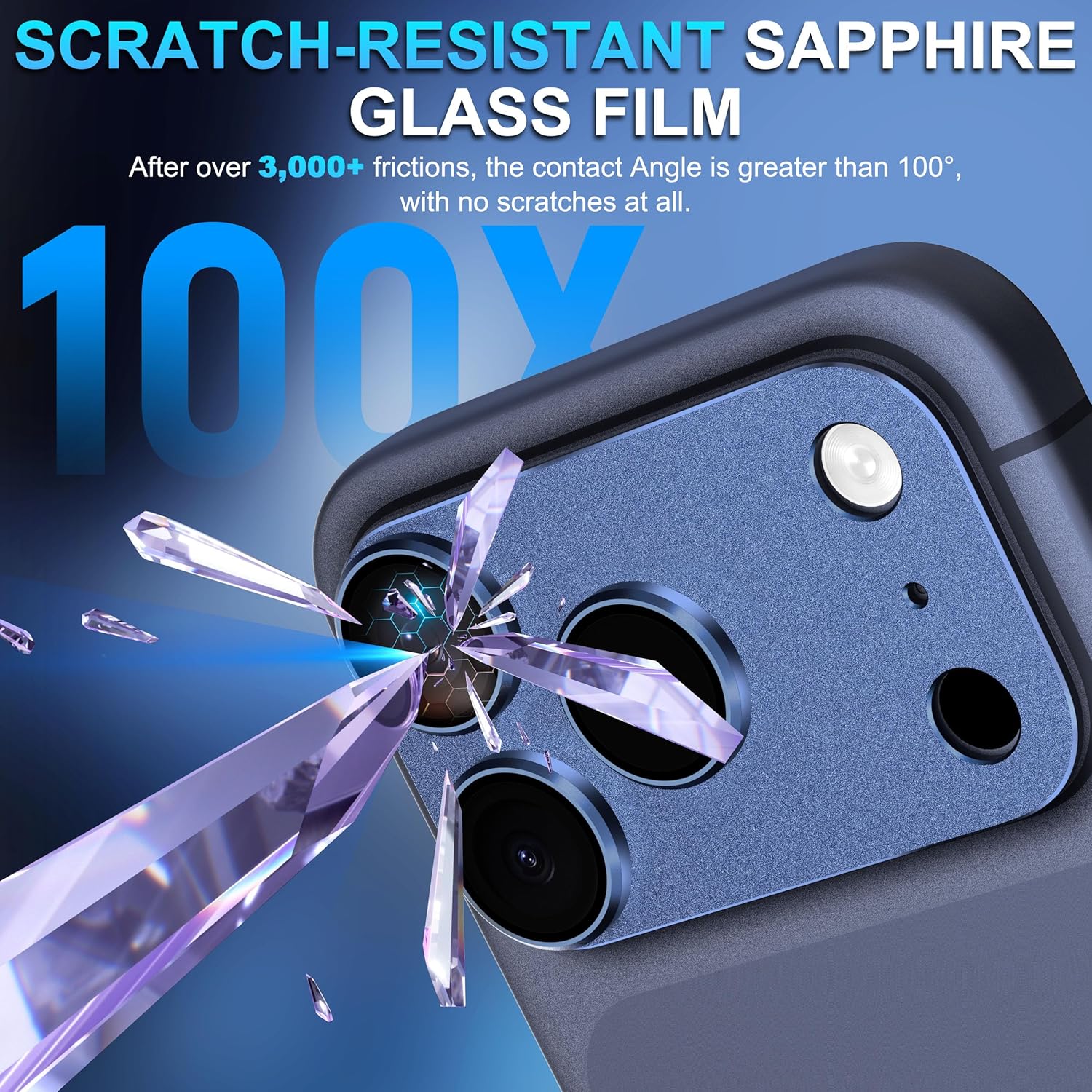 Protectie lentila camera spate, aliaj de aluminiu/sticla temperata, albastru, compatibil cu iPhone 17 Pro