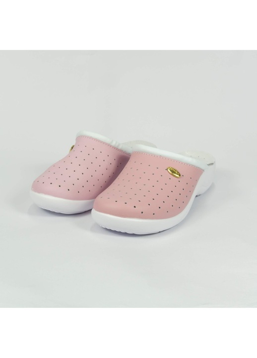 Saboti medicali din piele naturală Masstex, roz, mărimea 39, design fără bareta, talpă din spumă