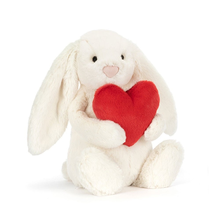 Iepure de plus rosu timid Jellycat, 31cm, jucarie de linistire pentru bebelusi