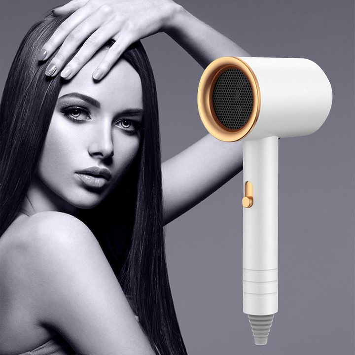 Hajszárító diffúzorral, kompakt, normál és göndör hajra, rózsaszín, 14x72cm, fúvókával