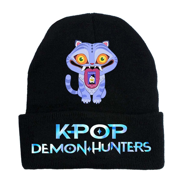Caciula din lana, model KPOP DEMON HUNTER, roz, marime unica, fara bor ...