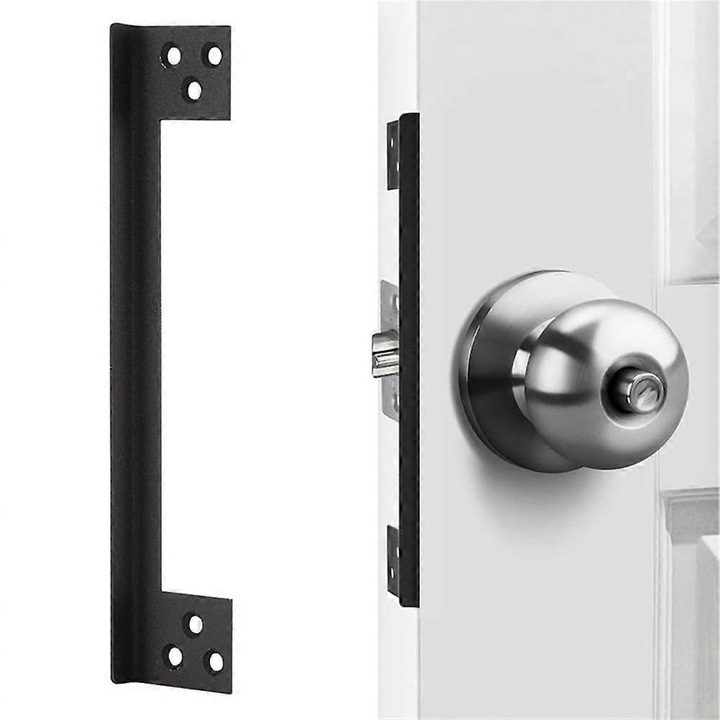 Placa de protectie pentru broasca, 7 inch, inox, design in forma de L, negru, cu suruburi