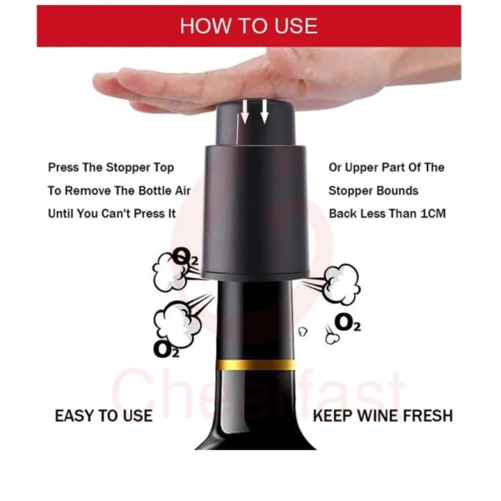 Комплект от 2 тапи за шампанско/вино с вакуум, черни