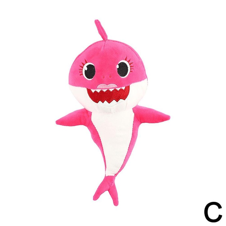 Jucarie de plus rechin, 25cm, multicolor, cu functie de lumina si melodii