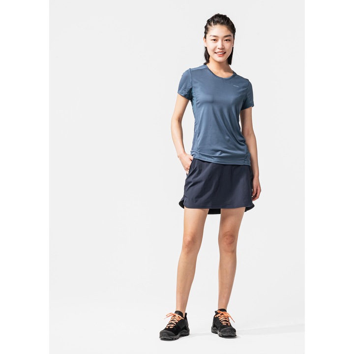 Tricou drumetie la munte mh100 gri-albastru dama xxxl, gri furtuna