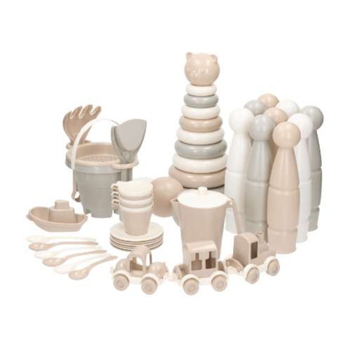 Set de jucarii educative Wader pentru bebelusi, 5 tipuri de jucarii – Bej