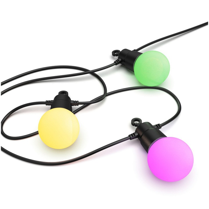 Ghirlanda luminoasa LED Hama Smart 00176636, 12 becuri, 8 m lungime, 230 V, WI-FI, IP44, aplicatie Hama Smart Home