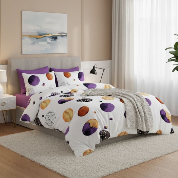 Dupla ágynemű, polipamut, 4 részes, 230 x 250 cm, Különleges ágyneműk, Körök