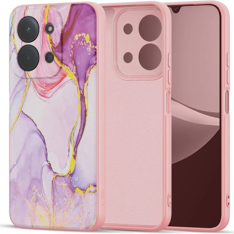 Husa, Tech-Protect Icon pentru Xiaomi Redmi 15C 4G / POCO C85 4G, Roz Cu Model Marmorat
