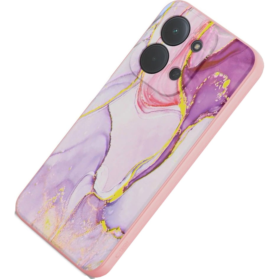 Husa, Tech-Protect Icon pentru Xiaomi Redmi 15C 4G / POCO C85 4G, Roz Cu Model Marmorat