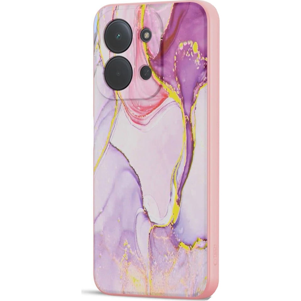 Husa, Tech-Protect Icon pentru Xiaomi Redmi 15C 4G / POCO C85 4G, Roz Cu Model Marmorat