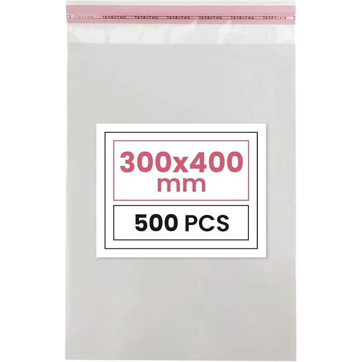 Punga folie transparenta, Netuno, Polipropilena Autocolanta, 30 x 40 cm, Clapeta 3 cm, Grosime 25 microni, Ideala pentru Ambalare, 500 buc