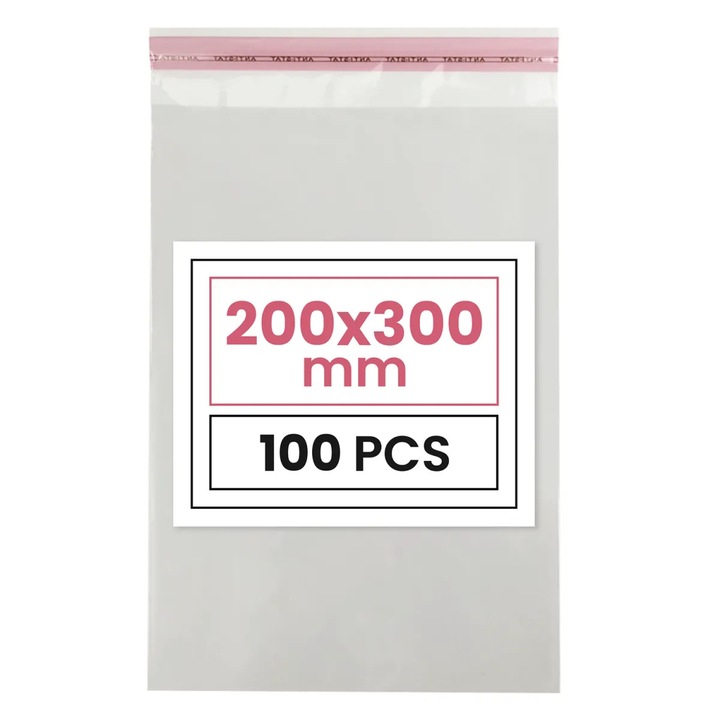 Punga folie transparenta, Netuno, Polipropilena Autocolanta, 20 x 30 cm, Clapeta 3 cm, Grosime 25 microni, Ideala pentru Ambalare, 100 buc