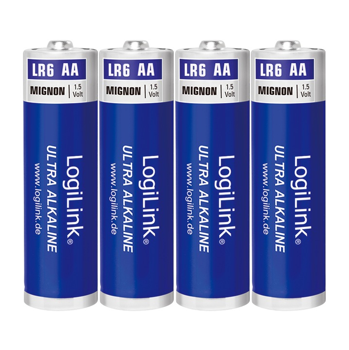 Baterii alcaline AA LogiLink Ultra Power 1,5 V 1700 mAh set 4 bucati