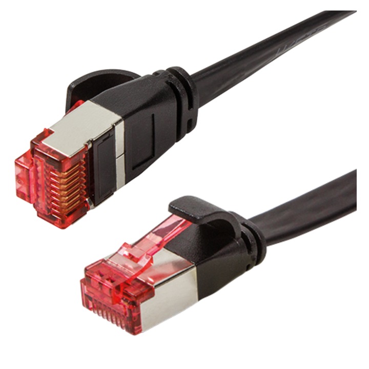 Cablu krosowe LogiLink SlimLine Cat.6A, 10 Gigabit Ethernet, 0,25 m, negru