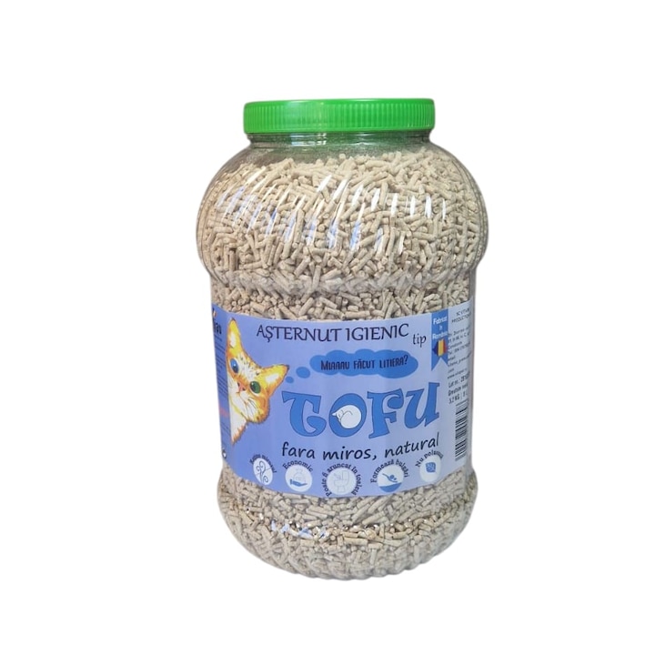 Tofu ecoMiau – Asternut biodegradabil si ecologic pentru pisici, natural, fara miros, 8 Litri