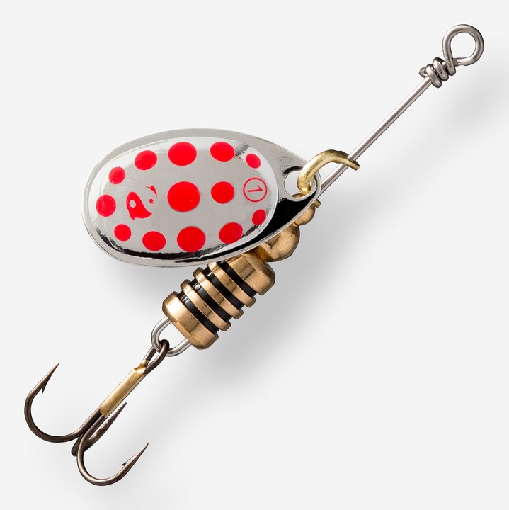 Weta forgókanál, #1, ezüst/piros pöttyös, méret nélküli, világosszürke