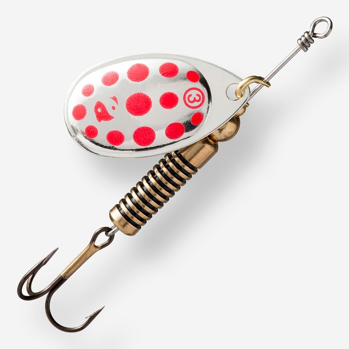 Weta forgó kanál ragadozóhal horgászathoz + #3 ezüst/piros pontok méret nélkül, világosszürke