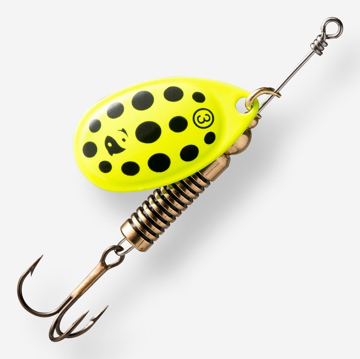 Weta forgó kanálhorog + #3 sárga/fekete pöttyök méret nélkül, sárga