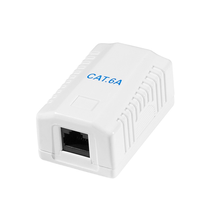 Priza RJ45 LAN Cat.6A de suprafata LogiLink Cutie de internet 10GbE PoE+ UTP 1x RJ45 Alba