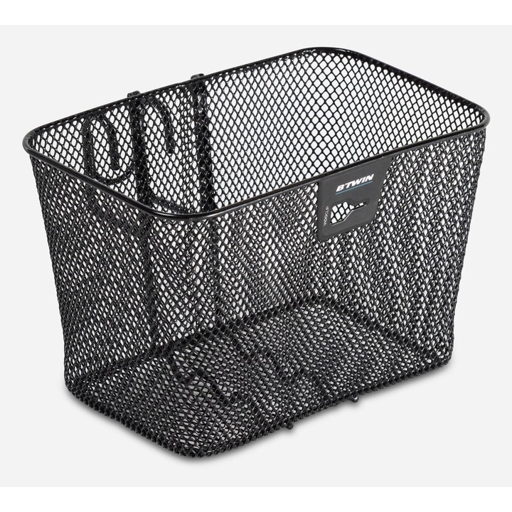 Кош за велосипед отпред BTWIN, 8л, опушено черен, стомана