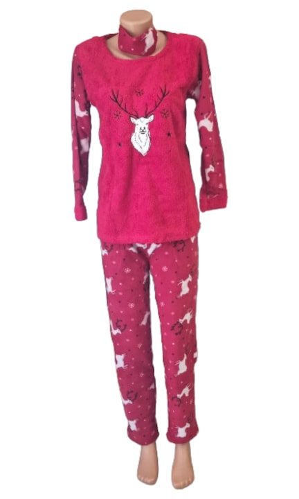 Női bolyhos polár pizsama, karácsonyi mintával, Karácsonyi