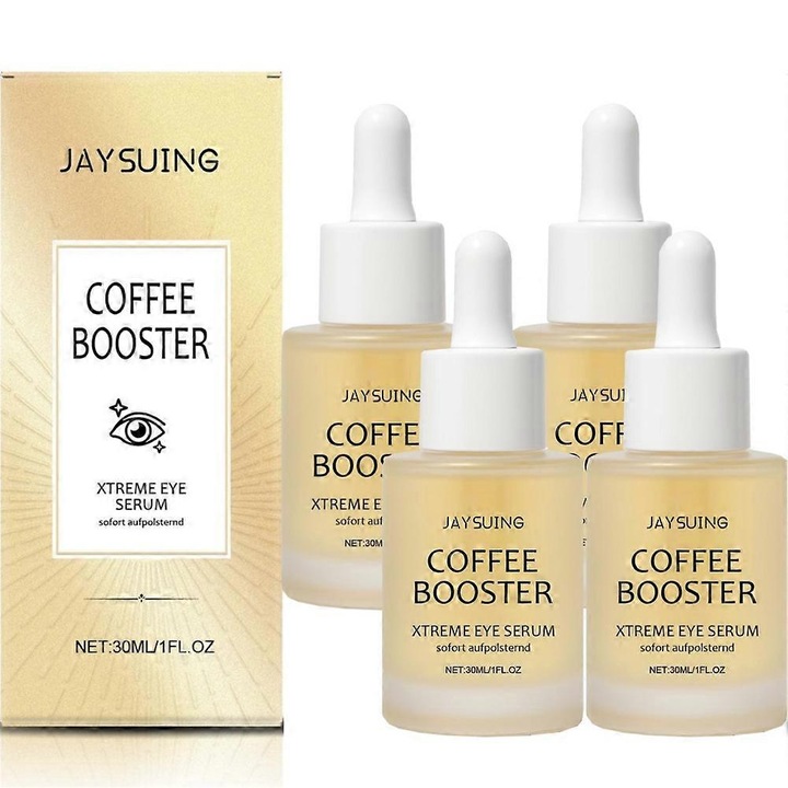 Ser pentru ochi cu cafea, JAYSUING 30ml, set de 4 buc, reduce pungile de sub ochi, hidrateaza.