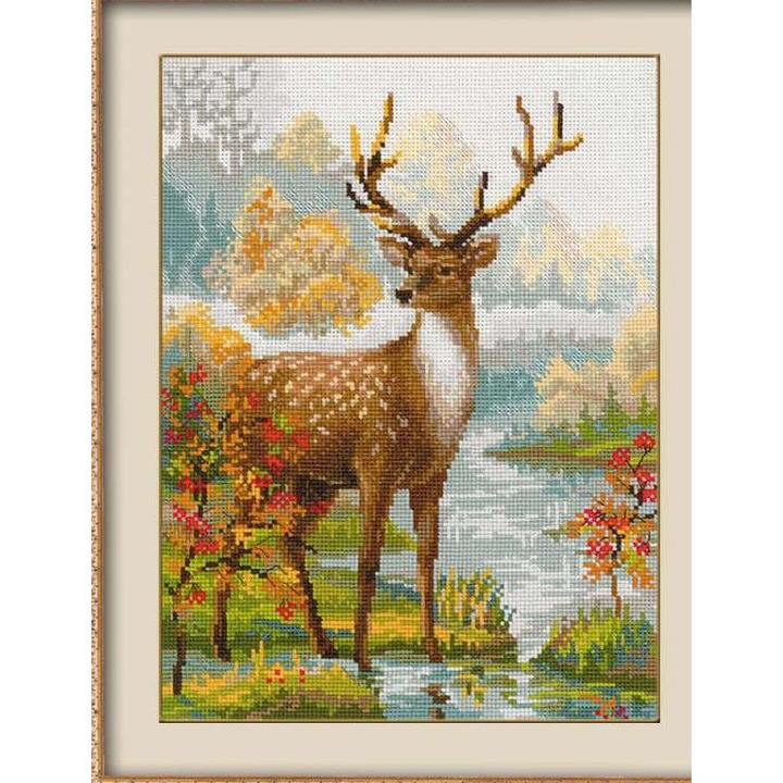 Комплект за бродиране с кръстат бод Riolis 1077 - Елен 30x40 см