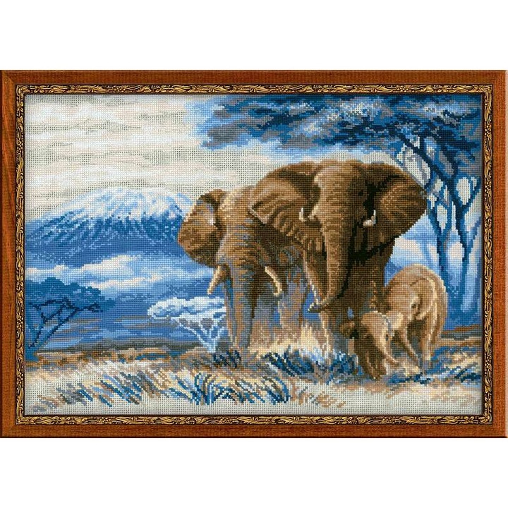 Riolis 1144 keresztszemes készlet - Elefántok a szavannán 40x30 cm