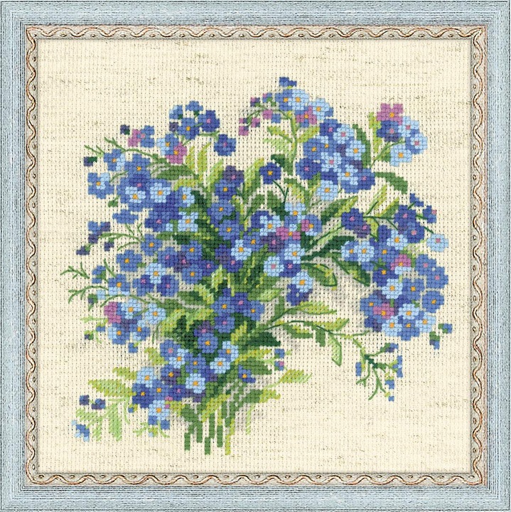 Комплект за бродиране с кръстат бод Riolis 1496 - Незабравка 20x20 см