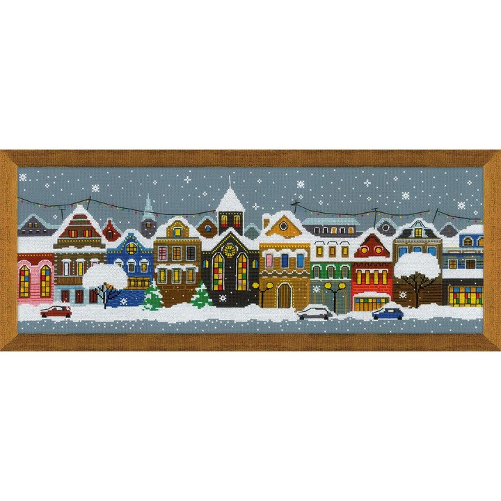 Комплект за бродиране с кръстат бод Riolis 1683 - Коледен град 60x21 см
