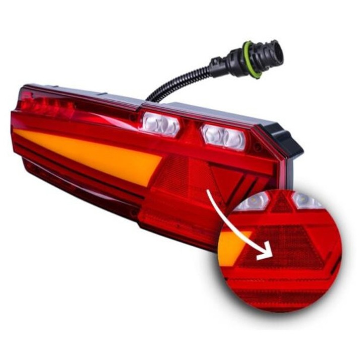 Лампа, комбинирана с 7-пинов куплунг, 6 функции, бяло-оранжево-червено, 12/24V, дясна