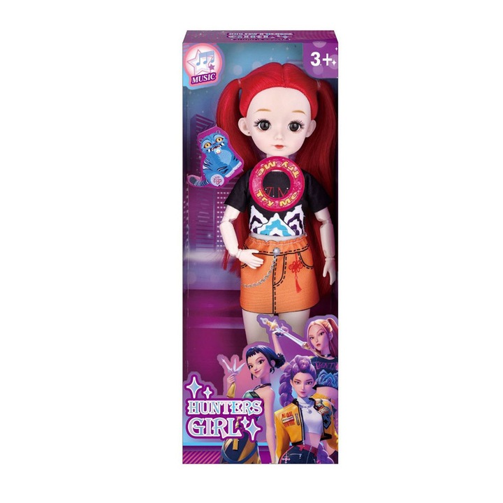 Jucarie de plus K-POP Witcher Girls, 12 inch, cu muzica, cu ochelari 3D, articulata