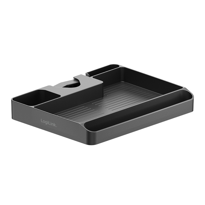 Organizator pentru birou LogiLink, suport pentru stalp, 3 kg, negru, 22,4x17,6x3cm