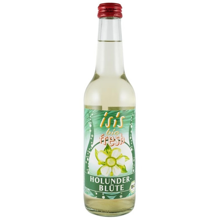 Suc carbogazos bio din flori de soc, 330ml Isis