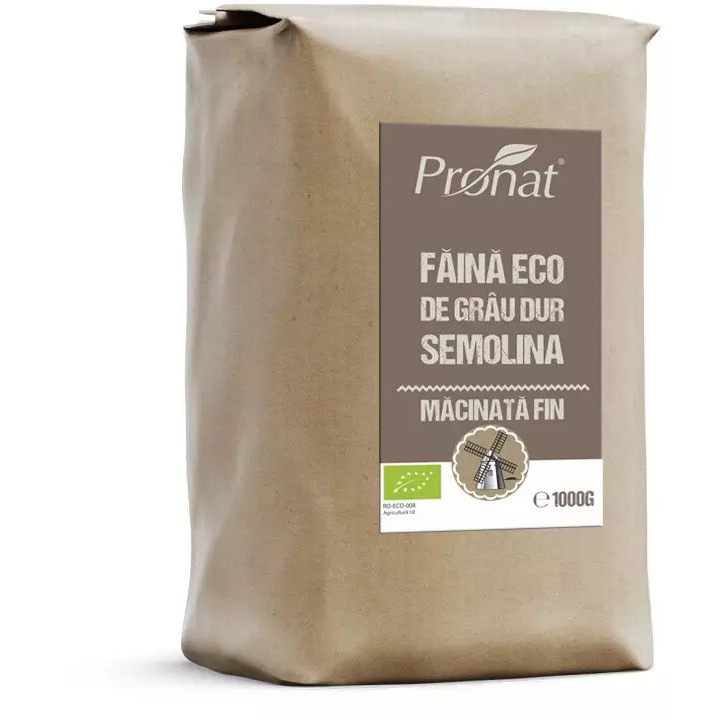 Faina bio de grau dur Semolina macinata fin, 1Kg Pronat