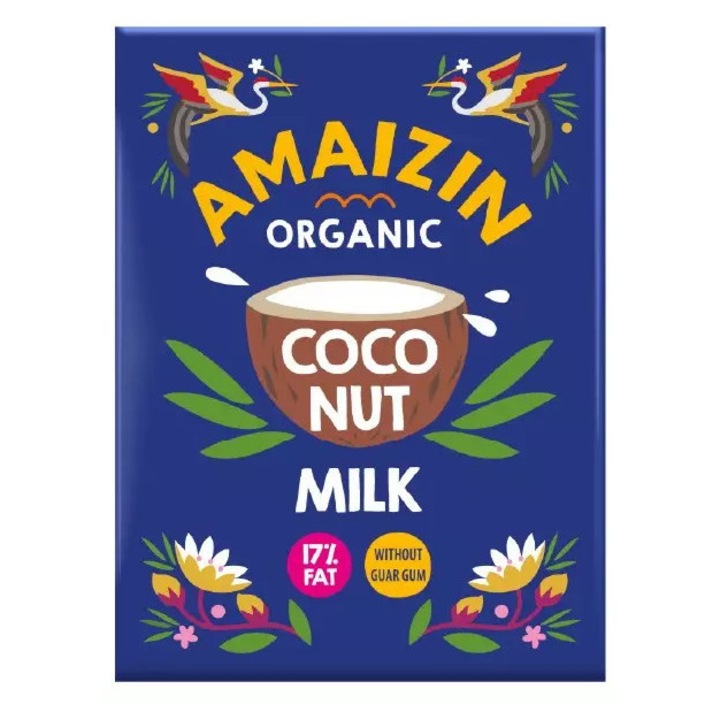 Lapte bio de cocos 17% grasime, 200ml Amaizin