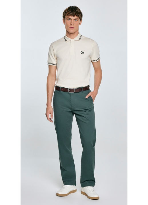 Pantaloni chino barbati BIG STAR, verde inchis, tesatura twill, picior drept, inchidere cu fermoar si nasture