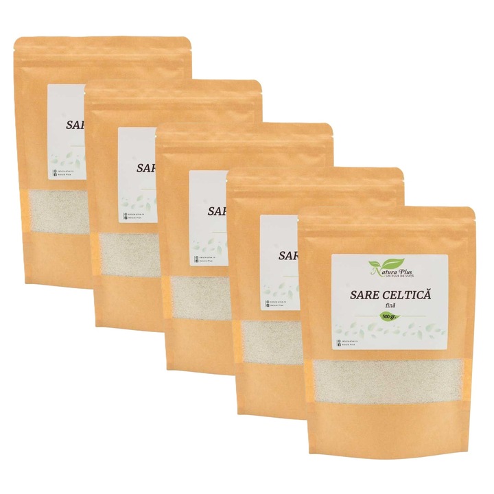 Pachet 5 Bucati Sare Celtica Fina 500g Natura Plus