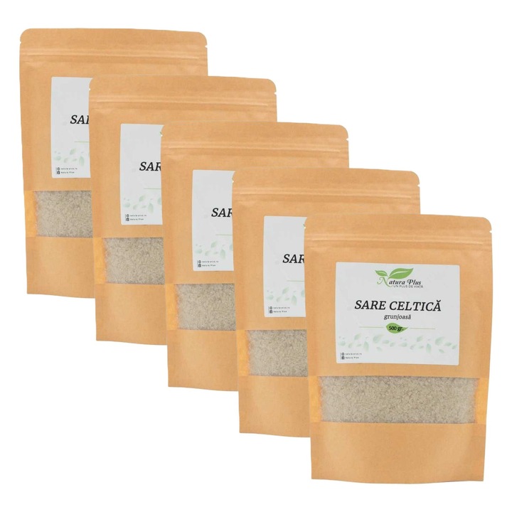 Pachet 5 Bucati Sare Celtica Grunjoasa 500g Natura Plus