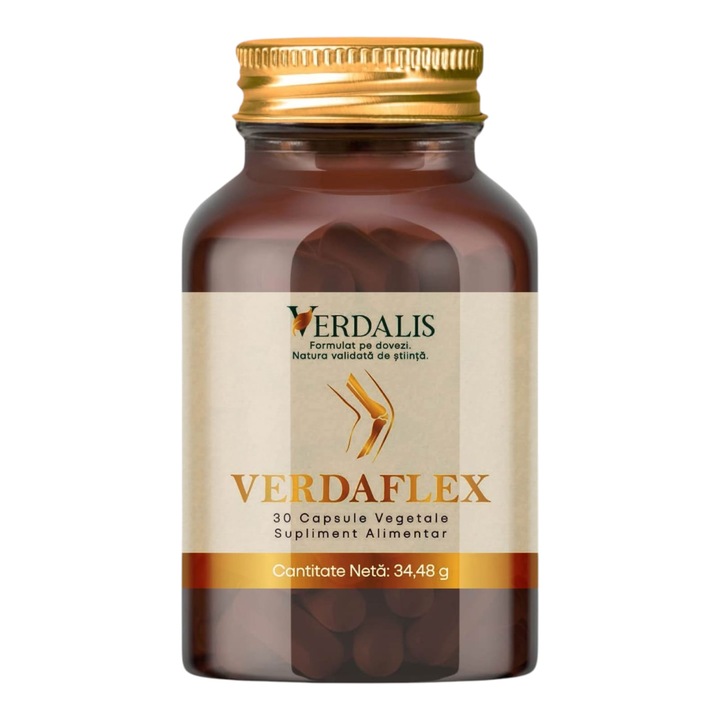Verdalis VerdaFlex – supliment articulatii, 30 capsule vegetale: colagen II, glucozamina, MSM, condroitina, acid hialuronic, cu Boswellia, turmeric, vitamina C