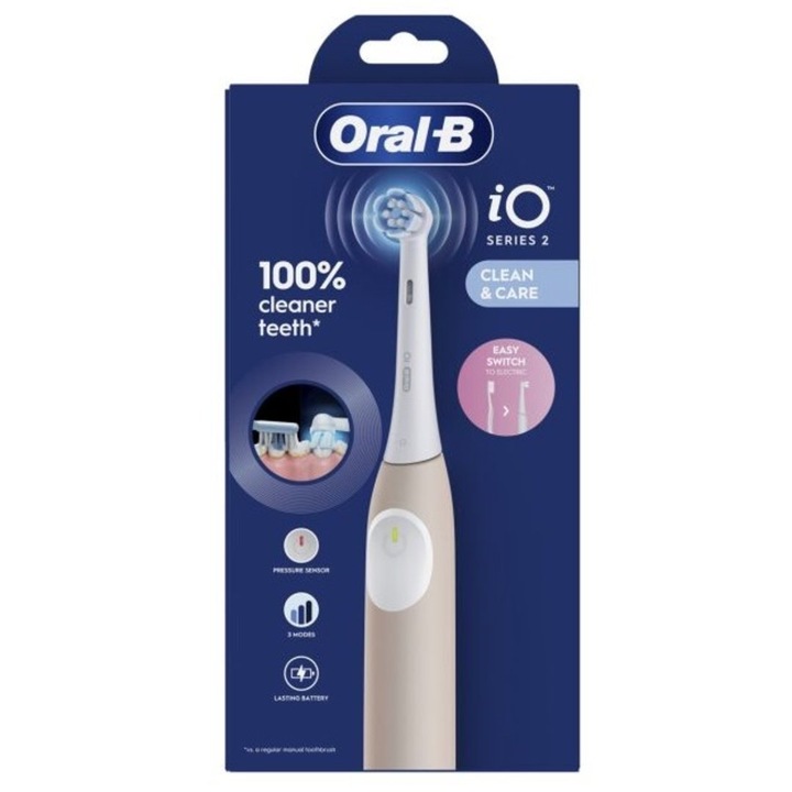 Oral-B iO2 Calm Pink elektromos fogkefe, 3 program, 1 töltő, 1 fej, púderrózsaszín