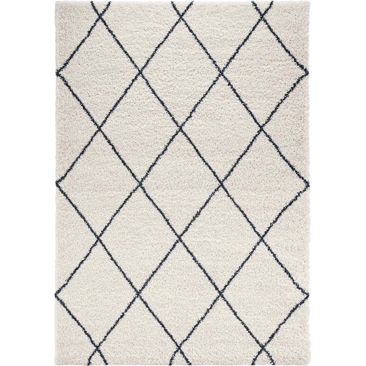 Covor Shaggy Mint Rugs, 80x150cm, crem/albastru, densitate 2470g/m2, prietenos cu alergicii