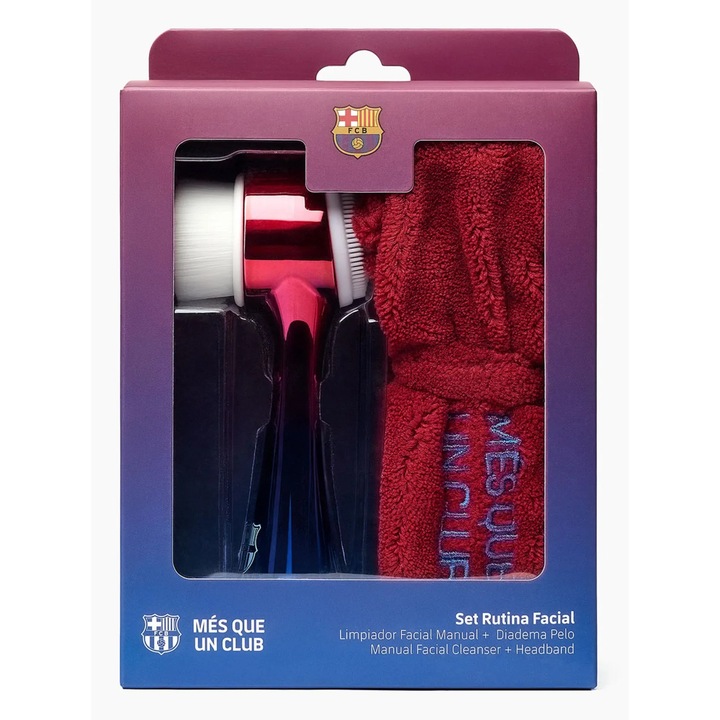 Подаръчен комплект за лице ФК Барселона, почистващ гел и лента за коса, многоцветен, 2 артикула