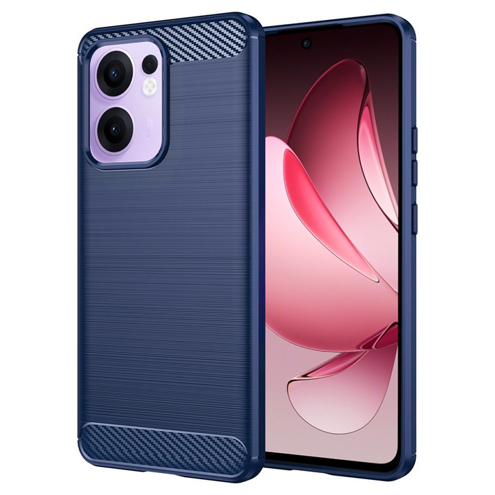 Husa Carbon Resistance pentru Oppo Reno13 F / FS, Optimizare Anti-Soc, Long Term Case, Albastru