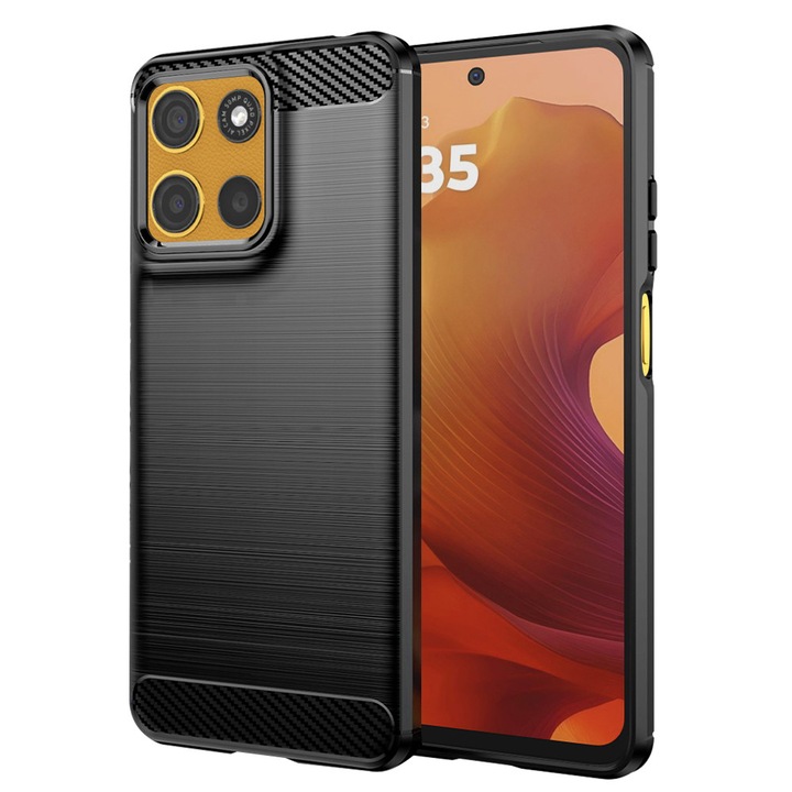 Husa Carbon Resistance pentru Motorola Moto G15 / Moto G15 Power, Optimizare Anti-Soc, Long Term Case, Negru