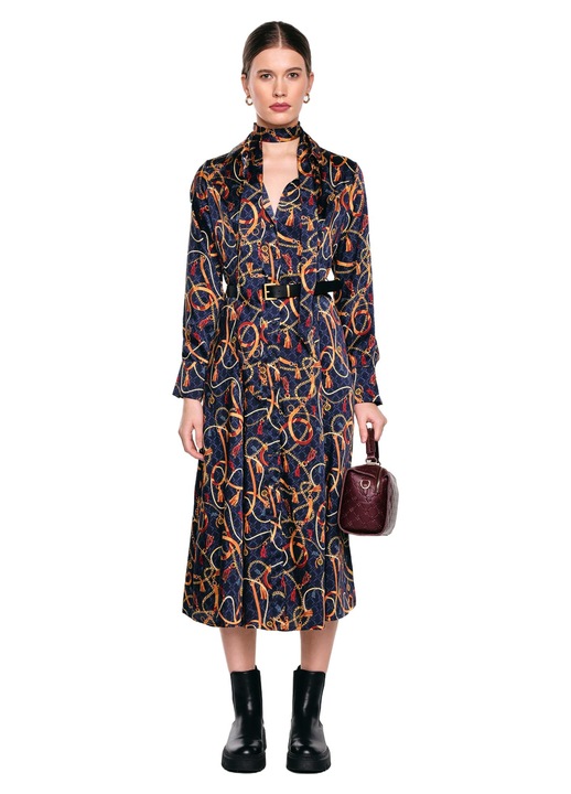 Rochie camasa midi Big Star, imprimeu, bleumarin, material textil